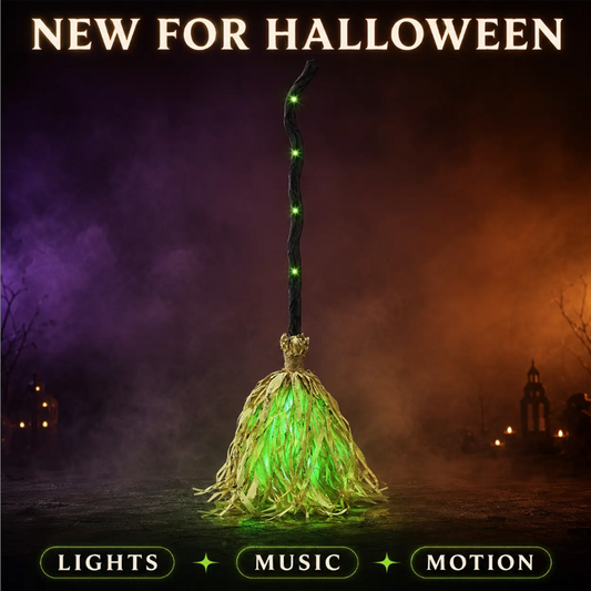 🧹 Halloween Electric Witch Broom Decoration, Indoor/Outdoor Decor 🎃✨