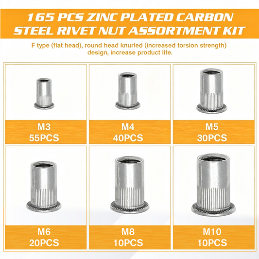 🔩 Knurled Rivet Nut Assortment Kit