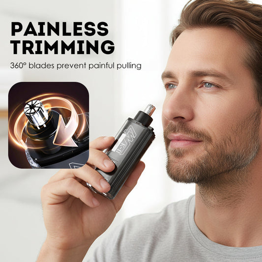 🔋 Nose & Ear Hair Trimmer with LED Display – USB-C Rechargeable Painless Trimmer