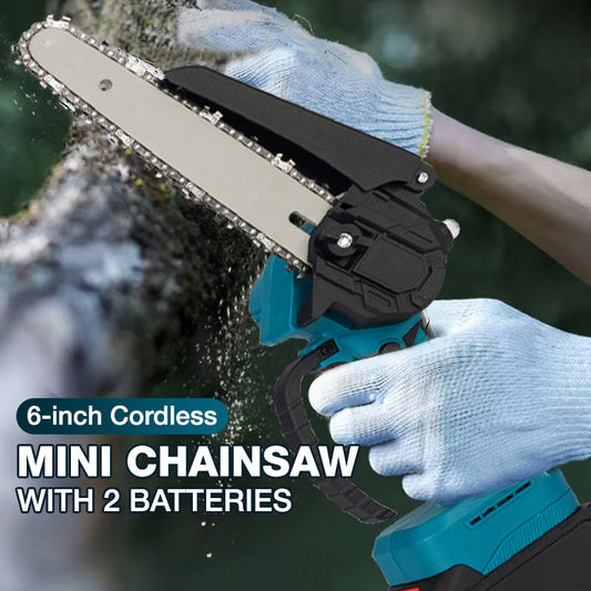 🌳 6-Inch Cordless Mini Chainsaw with 2 Batteries – Lightweight One-Hand Electric Chain Saw