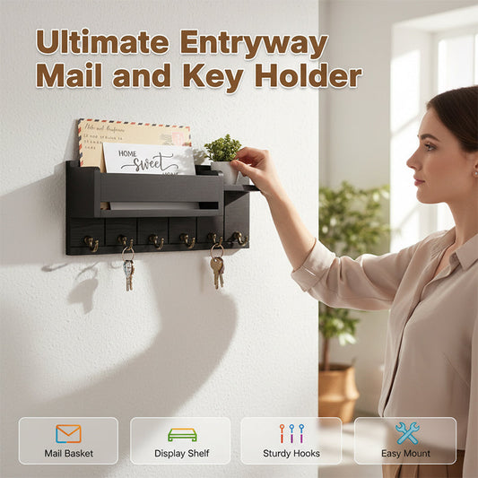 🏠 Wall Mounted Mail and Key Holder with Shelf