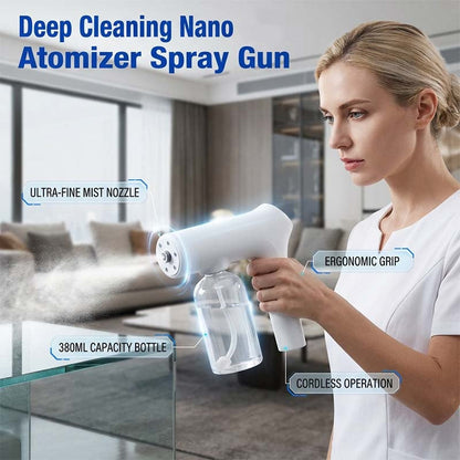 💨 Cordless Nano Atomizer Spray Gun – Rechargeable Ultra-Fine Mist Sprayer for Disinfecting