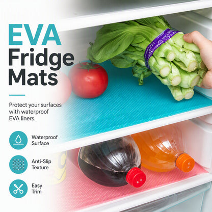 🧊 Waterproof Fridge Shelf Liners – Food-Grade EVA Mats with Non-Slip Texture
