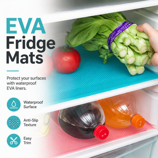 🧊 Waterproof Fridge Shelf Liners – Food-Grade EVA Mats with Non-Slip Texture