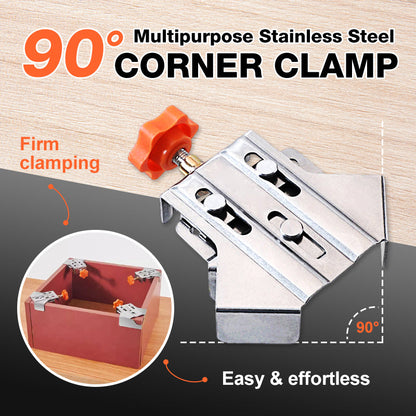 🔧 Multipurpose Stainless Steel 90 Degree Corner Clamp – Right Angle Woodworking Clamp for Welding, Framing & Cabinet Assembly, 4 Pcs Set 🛠️✨