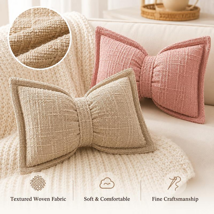 🎀 Soft Chenille Bow-Shaped Throw Pillow – Cozy Plush Decorative Cushion with Big Ribbon Design, Perfect for Sofa, Bed & Car 🛋️✨