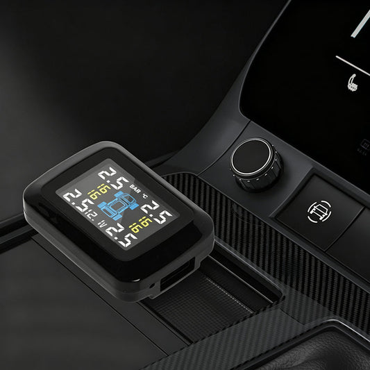 ⚡ Cigarette Lighter TPMS – 4 External Sensors Tire Pressure Monitoring System, Real-Time Display with Alarm, Plug-and-Play