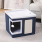 🐱 2-in-1 Foldable Cat Cube House – Indoor Cat Cave & Ottoman Stool