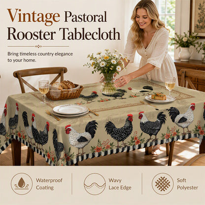 🐓 Rustic Vintage Rooster Tablecloth
