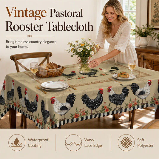 🐓 Rustic Vintage Rooster Tablecloth
