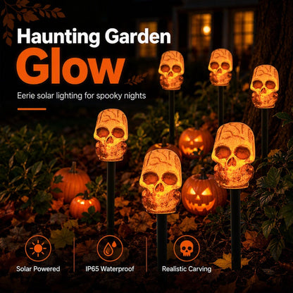 💀 Halloween Solar Skull Stake Lights