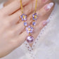 💜 Elegant Purple Zircon Flower Pendant Necklace