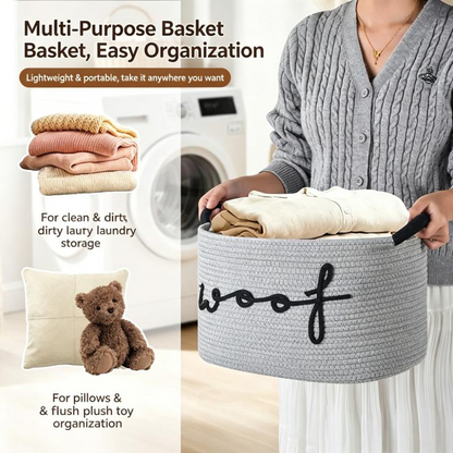 🌿 Hand-Woven Pet Toy Storage Basket