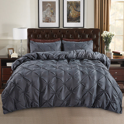 🛏️3-Piece Pintuck Pleated Duvet Cover & Pillowcases Set