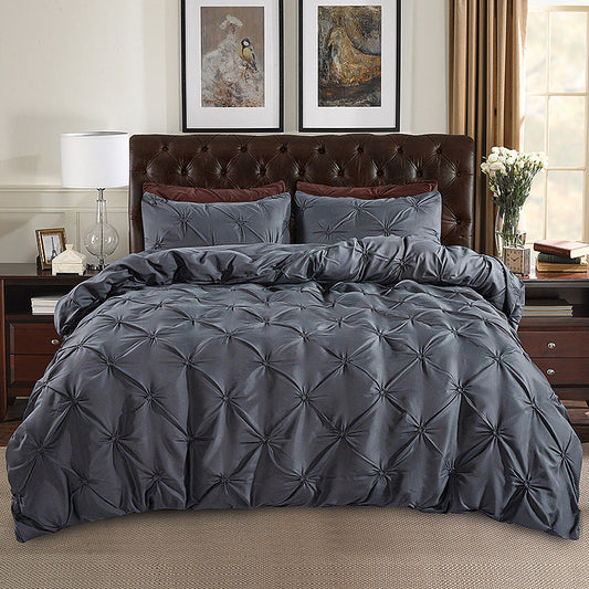 🛏️3-Piece Pintuck Pleated Duvet Cover & Pillowcases Set