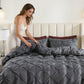 🛏️3-Piece Pintuck Pleated Duvet Cover & Pillowcases Set