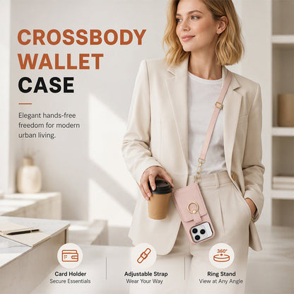 🧲 Magnetic Wallet Case with Ring Stand