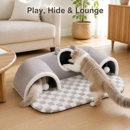3-in-1 Cozy Cat Tunnel Bed