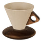 🍂 Vintage Coffee Mug with Wooden Handle & Saucer
