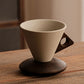 🍂 Vintage Coffee Mug with Wooden Handle & Saucer