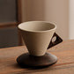 🍂 Vintage Coffee Mug with Wooden Handle & Saucer