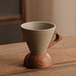 🍂 Vintage Coffee Mug with Wooden Handle & Saucer