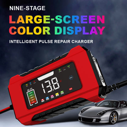 🔋 12V Lead-Acid Battery Charger: 9-Stage Smart Charging, LCD, Pulse Repair, 6A