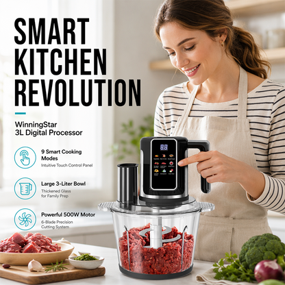 🥣Multi-Functional Food Processor with Touch Control and Glass Bowl