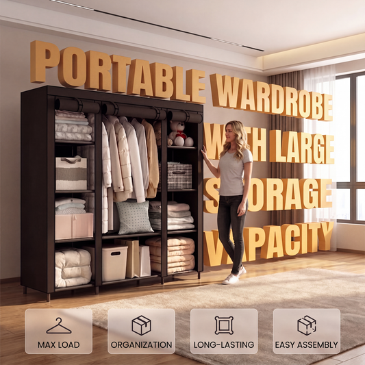 🏠 Easy-Assemble Non-Woven Fabric Wardrobe