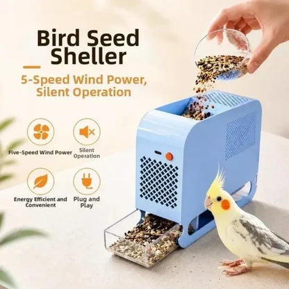 🐦 Bird Seed Sheller: 5-Speed Adjustable, Silent Motor, One-Touch, Spill-Proof, Type-C USB