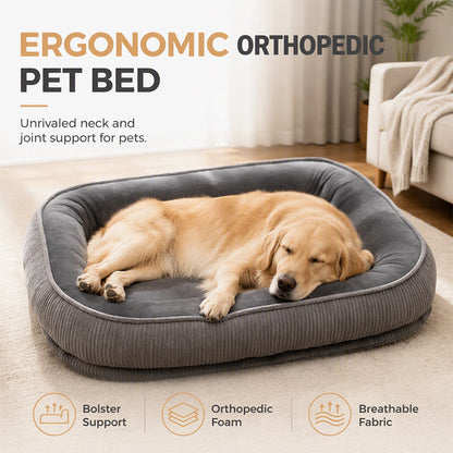 🦴 Orthopedic Pet Bed for All Seasons – High-Density Support Foam with Soft Plush & Breathable Oxford Dual Sides