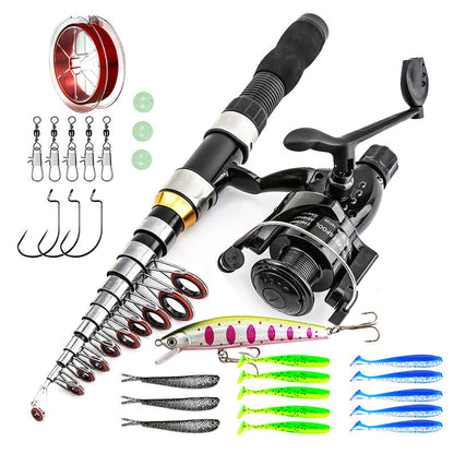 🎣 All-in-One Travel Fishing Kit: Telescopic Rod, Reel & Lures in Bag