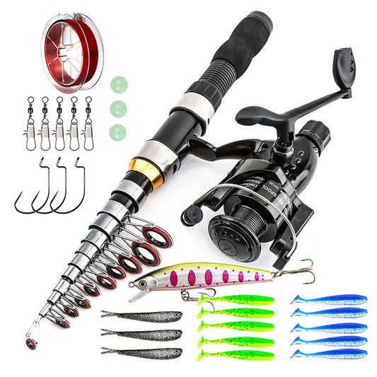 🎣 All-in-One Travel Fishing Kit: Telescopic Rod, Reel & Lures in Bag