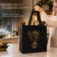 🎄 Black Christmas Non-Woven Gift Tote: 23x22x11cm, Gold Foil Design, Tear-Resistant, Reusable Holiday Bag