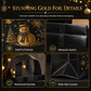 🎄 Black Christmas Non-Woven Gift Tote: 23x22x11cm, Gold Foil Design, Tear-Resistant, Reusable Holiday Bag
