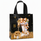 🎄 Black Christmas Non-Woven Gift Tote: 23x22x11cm, Gold Foil Design, Tear-Resistant, Reusable Holiday Bag