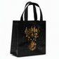🎄 Black Christmas Non-Woven Gift Tote: 23x22x11cm, Gold Foil Design, Tear-Resistant, Reusable Holiday Bag