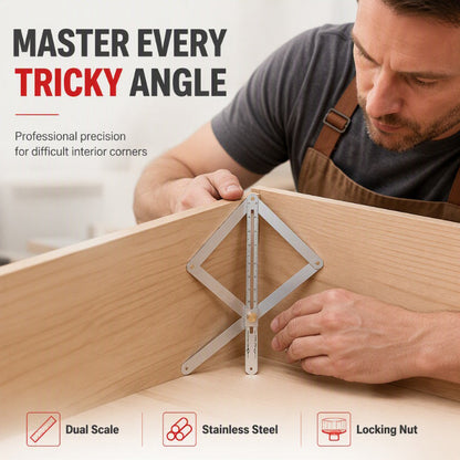 ✨ Heavy-Duty Precision Angle Square: Stainless Steel Body, Clear Dual Scales, Smooth Pivot Tension