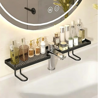 🚰 Over-the-Faucet Sink Organizer Shelf: No-Drilling, Quick-Draining, Rust-Proof Iron, Maximizes Counter Space