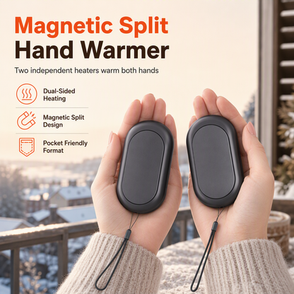 🤲 Magnetic Split 2-in-1 Hand Warmer: Rechargeable, Dual-Sided Heat, Shareable, Portable USB, Perfect for Winter