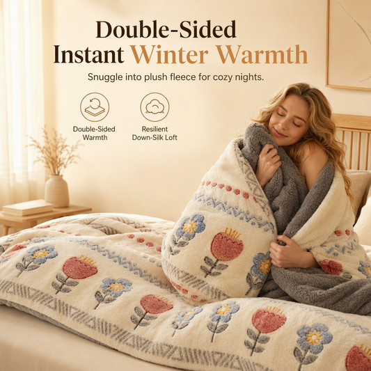 ⏳Limited-time 50% off⏰Double-Sided Sherpa Fleece Comforter – Thick Warm Winter Quilt with Soft Velvet Feel for Cozy Bedroom Bedding❄️🛌
