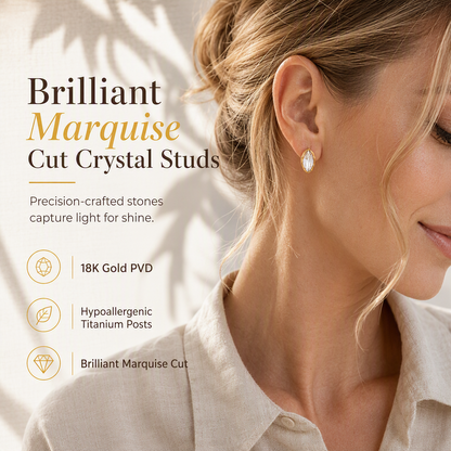 ✨ Stainless Steel Rhinestone Stud Earrings: 18K Gold-Plated, Hypoallergenic, Tarnish-Resistant, Brilliant Crystal