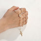 ✝️ Rosary Beaded Cross Necklace: Elegant Virgin Mary Design, Gold-Tone, 35cm Chain