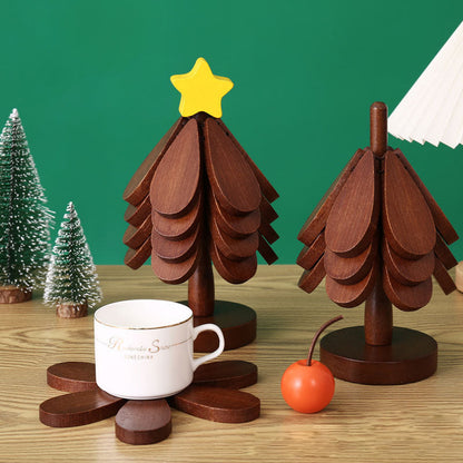 🏠Foldable Wooden Tree-Shaped Trivet Set for Hot Dishes & Coasters