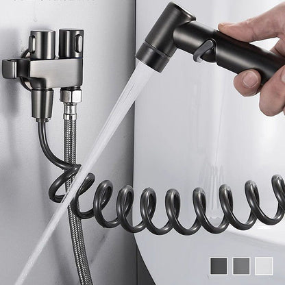 🚿 1-In-2-Out Dual Control Valve & Bidet Sprayer: High-Pressure, Brass, 140cm Hose, for Toilet & Cleaning