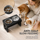 🐕 Elevated Dog Bowls Set: Adjustable Height, Slow Feeder, Stainless Steel, Ergonomic
