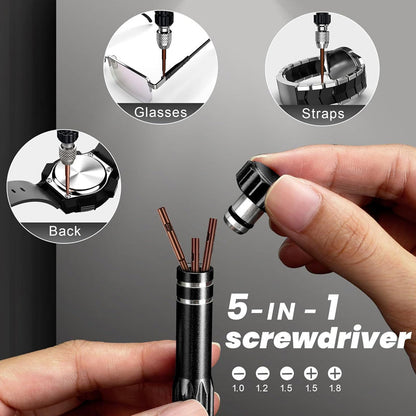 ⌚ Professional Watch Repair Tool Kit: All-in-One, Stainless Steel, Ergonomic, for Battery & Strap Replacement