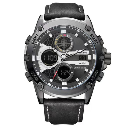 ⌚ Men's Multifunction Waterproof Luminous Watch: Hybrid Display, 30m Waterproof, Stainless Steel, for Daily Wear