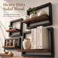 🪵 Solid Wood Floating Shelves: Wall-Mounted, 2/4-Piece Sets, Carbonized Black/Walnut, Heavy-Duty Display