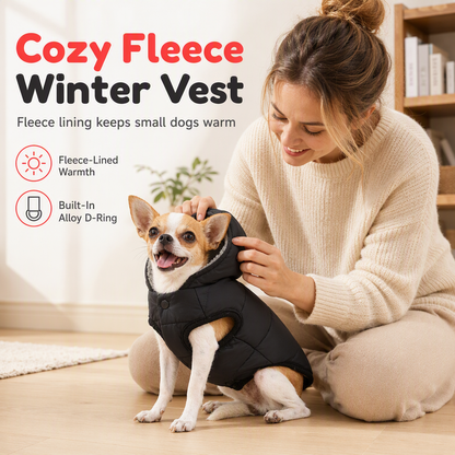🐕 Warm Hooded Pet Coat: Thickened Fleece Winter Vest, Windproof, Built-in Harness, for Small/Medium Dogs